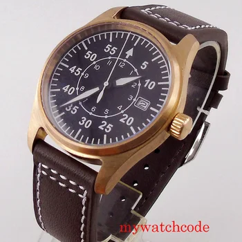  Tandorio de Bronze Real Cusn8 relógios para Homens 20Bar Impermeável Piloto Automático relógio de Pulso NH35A Nologo Preto Relógio Militar Relojes