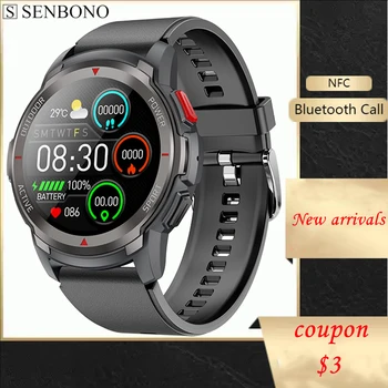  SENBONO 1.32 polegadas Novo Smart Watch Homens Bluetooth Chamada de Marcação Personalizado Monitor de frequência Cardíaca Esportes 2022 Novo Smartwatch para Android IOS