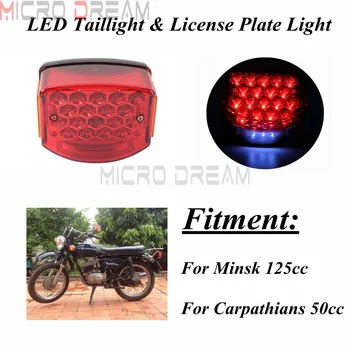  Moto Luzes traseiras LED Vermelho lanterna traseira da Placa de Licença da Luz da Cauda do Travão de Paragem de Lâmpada para Minsk 125 cc Cárpatos 50cc
