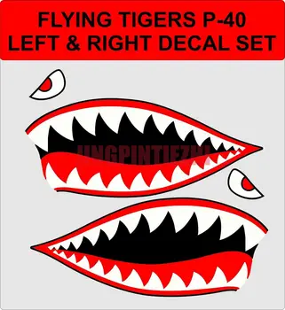  Personalidade Adesivo de Carro Voando Tigres de Dentes de Tubarão P-40 Warhawk WW2 de Vinil Decalque Adesivos de Carro Decal Decoração Portátil