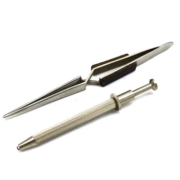  2PCS de Jóias Conjunto de ferramentas de Solda de Fibra em linha Reta do Nariz Pinças & Diamond Pegar Ferramenta